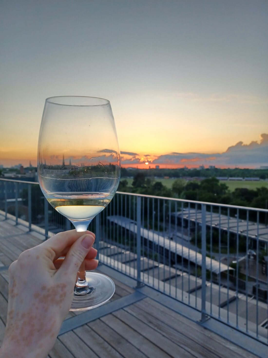 A glass of wine in warm evening light